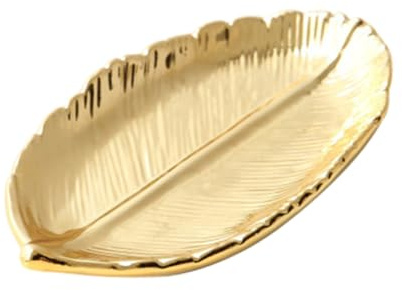Toyvian Plateau Doré Céramique Forme de Coupelle de Rangement pour Bijoux Décoration Élégante pour Commode et Bureau et Imperméable