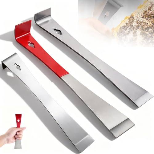 3 PCS Pry Bar, Multipurpose Steel Crow Bar Flat Mini Crowbar Set Small Scraper Pry Tool Kit for Hive Tool Scraping Pulling Lifting Kitchen Remodel