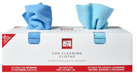 Autoglym Paños de Limpieza de Coche de 32 x 32 cm, Paquete de 24 paños de Microfibra para pulir y pulir, de Larga duración, para Uso Interno y Externo