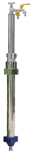 Colonna d'acqua da giardino in acciaio inox, fontana verticale da 150 cm con rubinetti in ottone, resistente al gelo e protezione UV per ville, terrazze e parchi, fontana d'acqua all'aperto