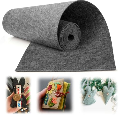 Mbsomnus Filz Meterware 2 mm Dick 40cm×300 cm Filzmatte Grau | Filzstoff Meterware, Polyester, Filzrolle, Filzmatten zum Zuschneiden, DIY Basteln, Nähen, Stickfilz
