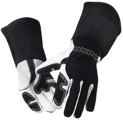 AYWTIUN Guantes de soldadura Guante de soldadura Guantes soldador trabajo multifuncionales 14 pulgadas Protección cuero cabra for soldadores contra quemaduras