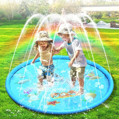 Splash Pad for Kids 49 – Non-Slip, Durable Water Sprinkler for Kids, Garden Water Toys, Sprinkler Pad, Outdoor Water Play Sprinklers, Safe, Fun & Family-Friendly Summer Pool for Toddlers