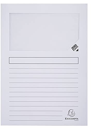 Exacompta 50110E Fenstermappen Packung, 100 Stück, mit Organisationsdruck aus Recycling-Karton 120 g, forever, Din A4, weiß