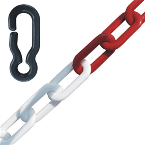 Absperrkette rot-weiß mit 2 Universalhaken, 1,1x0,9 cm