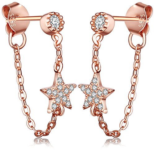 Unendlich U Elegant Stern Damen Ohrhänger 925 Sterling Silber Zirkonia Ohrstecker Ohrringe Ohrschmuck, Rosegold