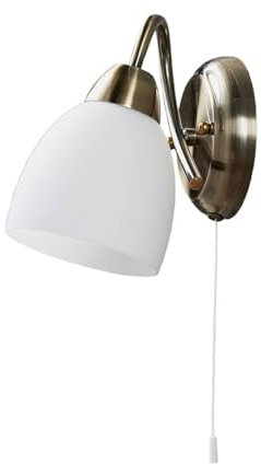 Wall Light 'Mael' (Antique, Vintage) in White Made of Glass for e.g. Living Room & Dining Room (1 Light Source, E14) from Lindby | Wall Lighting, Wall lamp