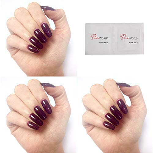 Bluesky BLACK CHERRY Nail Polish - Sparkly Dark Purple UV/LED Soak Off Gel Nail Polish 10ml + 2 Diva World ® Shine Wipes for FREE