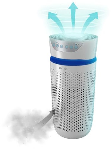HoMedics Luftreiniger 84 m²mit UV-C, HEPA- & Aktivkohlefilter - Air Purifier für Allergiker, Raucherzimmer, Büros, leise - Entfernt bis zu 99.97% der Allergene, Schimmel, Pollen & Staub, Weiß