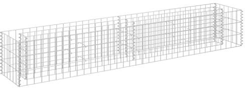 vidaXL Gabion Raised Bed - Versatile Outdoor Planter for Flowers or Plants, Durable Galvanised Steel Construction, Easy Assembly, Mesh Grid Design, Silver