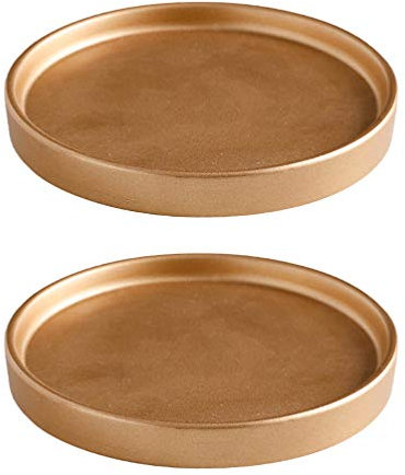 HEMOTON 2 Stück Blumentopf Untersetzer Keramik Blumentopfuntersetzer Pflanzkübel Untersetzer Pflanzen Untertopf Pflanzenuntersetzer Runde Paletten für Drinnen Und Draußen,11. 5 cm Golden