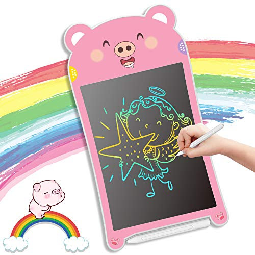 GUYUCOM LCD Schreibtafel, 8,5-Zoll-Schreibtafel Elektronisch und Maltafel Zaubertafel für Kinder mit bunter und Heller Linie, Spielzeug ab 3 Jahre Mädchen,Geschen für Kinder （Rosa）