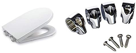 Roca A801562004 Asiento, Blanco + - Kit Elementos Bisagra Amort Cr Laton (AI0001100R)