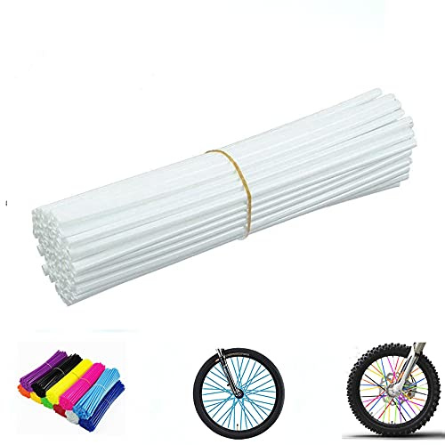 White Spoke Skins Covers: 8-21 inch Rims Protector & Decoration for Dirt Bike | Mountain Bike | Bicycle | Wheelchair | Motorcycle - 72 Pcs