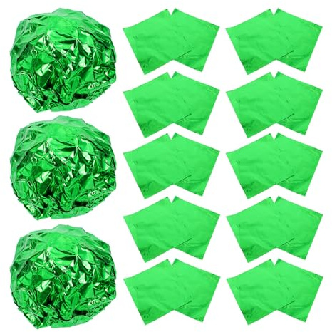 jojofuny 100st Schokolade Folie Wrapper Platz Candy Papier Bastelpapier Mit Bonbonpapier Für DIY-Pakete Aluminium Folie Grün Bonbonfolienverpackungen Bonbonverpackungen