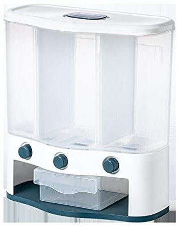 Wall Mounted Cereal Dispensers, Grains Rice Bucket Rice Storage Tank, Space Saving Containers Convenient Storage For Rice Nuts Beans Candy Food Output (Color : Blue)