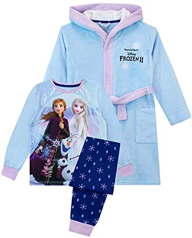 Disney Mädchen Schlafanzug Bademäntel Frozen Blau 122