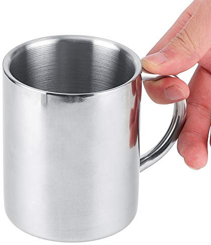BORDSTRACT Taza de Café de Acero Inoxidable, Taza de Café Aislante de Doble Pared con Tapa y Asa, Taza Portátil para Bebidas Calientes de Té, Café y Leche(220ml)