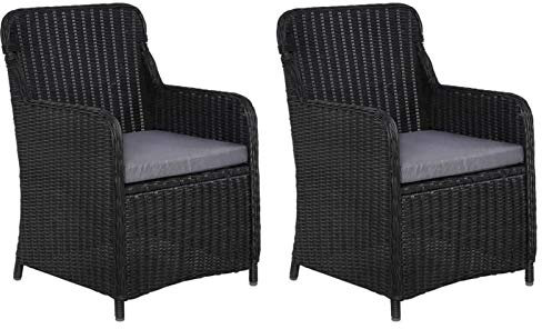 Festnight Gartenstühle Rattan 2 STK Gartensessel mit Polster Loungesessel Rattan Rattansessel Outdoor Balkon Sessel Rattan Gartenmöbel Poly Rattan Schwarz