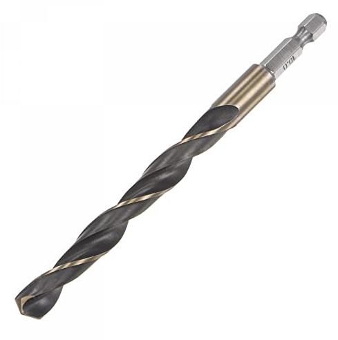 sourcing map High Speed Steel Hex Shank Twist Drill Bit, 10mm Drilling Dia with 1/4 Inch Hex Shank 132mm Length