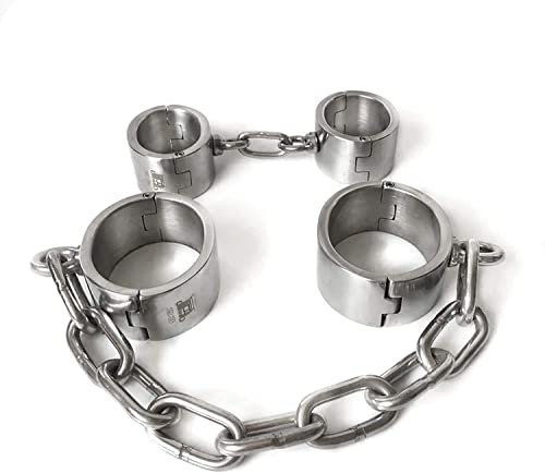 ROLOL Edelstahl Restraint Set Mit Handfesseln/Handschellen Fußfesseln, Spreizstange Restraints Fesseln System -Handschellen (Color : Male)