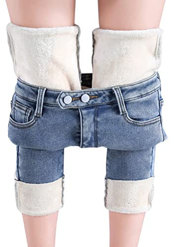 Yesgirl Femme Pantalons Hiver Chaud Thermique Pantalon Jeans Polaire Pant Haute Skinny Stretch Legging Grande Taille Décontractés Pantalon