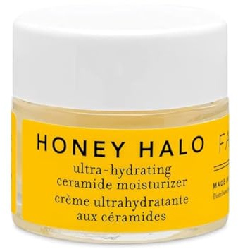 Farmacy Ceramide Face Moisturizer - Honey Halo Ultra Hydrating Facial Moisturizer with Buckwheat Honey + Ceramides - Helps Restore Barrier + Replenish Dryness - Plumping Skin Care for Dry Skin (9ml)
