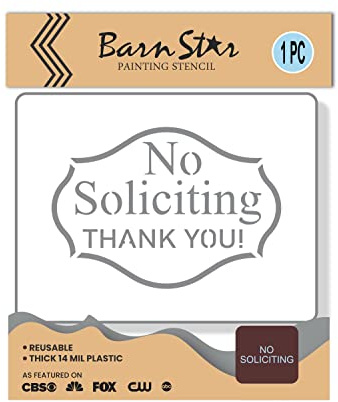 Small No Soliciting Stencil & Wood Cutout Craft Kit, Reusable Stencil, DIY Doorbell Soliciting Sign, Paint Your Own Sign