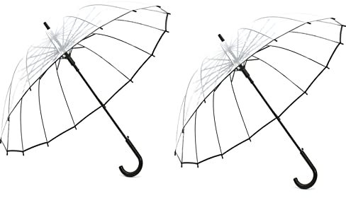 Meichoon Parapluie de mariage transparent XXL transparent et extra large : 120 x 97 cm avec mécanisme d'ouverture pratique et poignée ergonomique en PVC, noir - Lot de 2, Centre, Compact