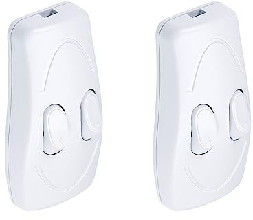 Rebower 2 Stück Inline Schnur Schalter AC 250V 1A Ein/Aus Wippschalter [für Lampe, Schreibtischbeleuchtung] 2.7x1.3 Zoll Weiß