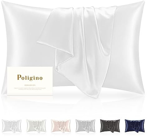 Seide Kissenbezug 100% Seide 50x70cm,Superweicher Seidenkissenbezug 22 Momme,Allergiearme Kissenbezüge zum Schutz von Haar und Haut,1 Stück Atmungsaktiver Kissenbezug,Weiß