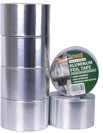 TAPEBEAR aluminiumband 6 rullar 46 m x 75 mm, aluminiumtejp | Resistent 80 °C till 100 °C, aluminiumtejp vattentät värmebeständig, för tätning, reparation och isolering