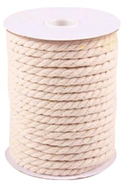 FSSTUD 20m Weiß Baumwolle Makramee Schnur Pflanze Kleiderbügel Schnur Wandbehang Seil Handwerk Herstellung Schnur Stricken Tapisserie Seil 6mm