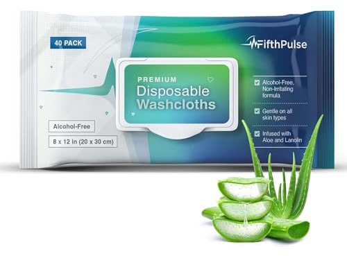 Body Wipes for Adults No Rinse, 40 Extra Large Wet Wipes 20x30cm, Alcohol-Free for Incontinence & Elderly Care, Aloe & Lanolin Bathing Washcloths for Sensitive Skin