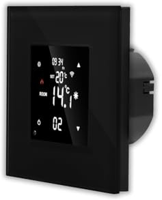 WiFi Raumthermostat UP inkl. Glasrahmen Schwarz Thermostat für Fußboden Heizung Programmierbarer Wandthermostat Zeitpläne digitaler Display Raumtemperaturregler Luxus-Time