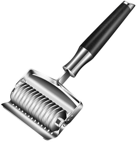 Stainless Steel Noodle Cutter, Manual Noodle Garlic Cut Roller Cutter DIY Dough Cutting Tool for Uniform Size of Noodles (Thin Noodles)