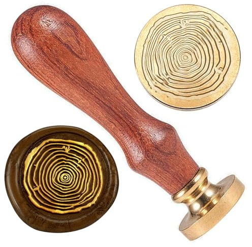 DELORIGIN Baumringe Wachs Siegelstempel 25 mm Messing Wachssiegel Stempelkopf Vintage Bergwachs Stempel Für Einladungskarten Geschenkverpackungen Umschläge Weinpakete