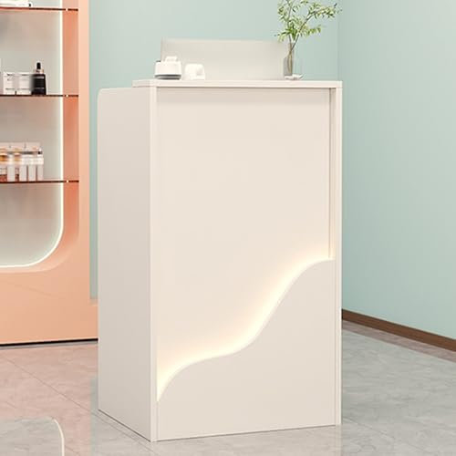 Rezeption,Moderner Tisch Tresen Bar Theke Messestand,Empfangstresen,Rezeptionstheke Bartheke,Kleiner Counter Empfangstheke mit Abschließbarer Schublade und Kabeldurchführung,für Hausbar,Nagelstudio(Wi