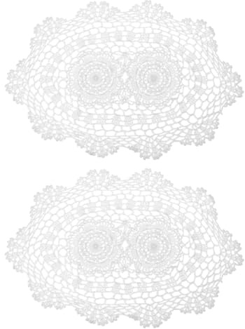 sourcing map 2 Pcs 16x10 Inch Handmade Crochet Doilies, Polyester Cotton Table Placemats Oval Table Crochet Placemats for Dining Table Kitchen Parties, White
