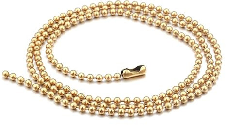 Beydodo Halskette Herren 50CM Gold, 3MM Kugelkette Kette Männer Edelstahl ohne Anhänger Freundschaftskette