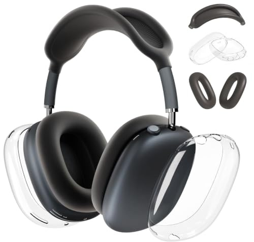 Molosleeve Silikon-Schutzhülle für AirPods Max (2024/2020), transparent, weiche TPU-Ohrmuscheln, Ohrpolster, Kopfbandabdeckung für AirPods Max (USB-C), transparentes Zubehör für Apple AirPods Max,
