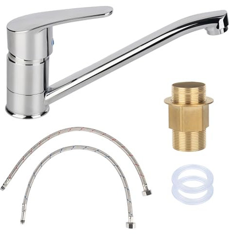 Küchenarmatur 360 ° Drehbar Wasserhahn Schwenkbare Spültischarmatur Küche Armatur Chrom Einhebel Spültischarmatur Mischbatterie Mischbatterie Für Die Küche, Armatur Spüle Mit 2 Stück 50cm Schlauch