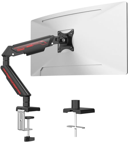 Fydeamer Monitor Halterung Gasfeder für 17-35 Zoll bis 11kg, Schwarz | Ergonomischer Monitorarm mit Kabelmanagement; VESA 75/100mm, 360 Grad drehbar und höhenverstellbar für Homeoffice und Gaming