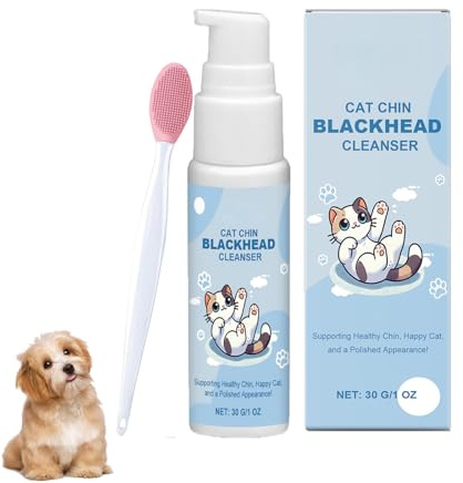 Bavooty Kit per la Cura Dell'Acne di Gatto e Gatti,Lozione Detergente per l'Acne del Gatto,Dotato di Spazzola per la Pulizia Dell'Acne di Gatto,Rimuove Delicatamente i Punti Neri per Gattini