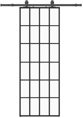 vidaXL Puerta corredera con juego herrajes negro 76x205 cm ESG vidrio