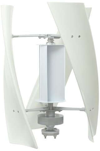 Vertikale Windturbine 100W Windgenerator 12V/24V Windkraftanlage mit Windunterstütztes Rad, 3-Blatt Vertikale Windkraft für Decks, Wohnwagen, Boote, Weiß (12, Volt)