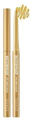 DIVAGE Waterproof Eye Liner & Kajal | 2-in-1 Eyeliner & Kohl Pencil | Lovely Gold, Smudge-Proof & Long-Lasting | Waterproof, Sweat-Resistant & Gentle on Eyes