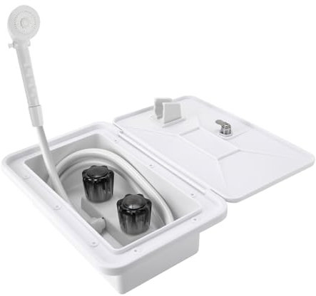 Boîte de douche extérieure à fermeture éclair avec interrupteur chaud/froid Pommeau de douche pour camping-car, accessoires de camping-car, douche extérieure, camping, cabine de douche RV