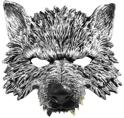 Zophlly Maschera Lupo Adulti, Terrifier Mezzo Volto Lupo Maschera Accessori per Costume Halloween Uomo Masquerade Cosplay