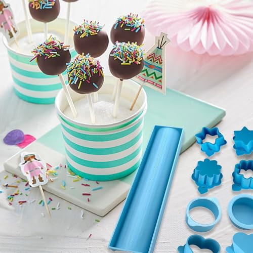 Backform, Kreise, Cake Pop Form set, Ausstecher set für Einheitliches Backen und Dekorieren, Bäckerfreundlich, Themenbezogener Leckerli Maker, blau, 9 Stück, für Muffins, Fondant, Schokolade